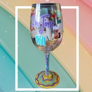 Enesco designs by Lolita Best friend ever hand painted artisan Wine glass